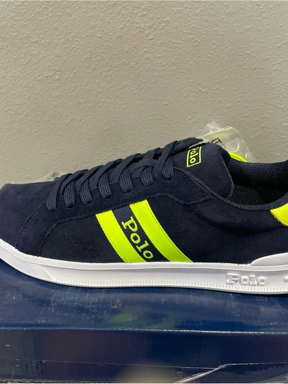 Polo by Ralph Lauren Navy with Neon Yellow Accent Low-Top Sneaker